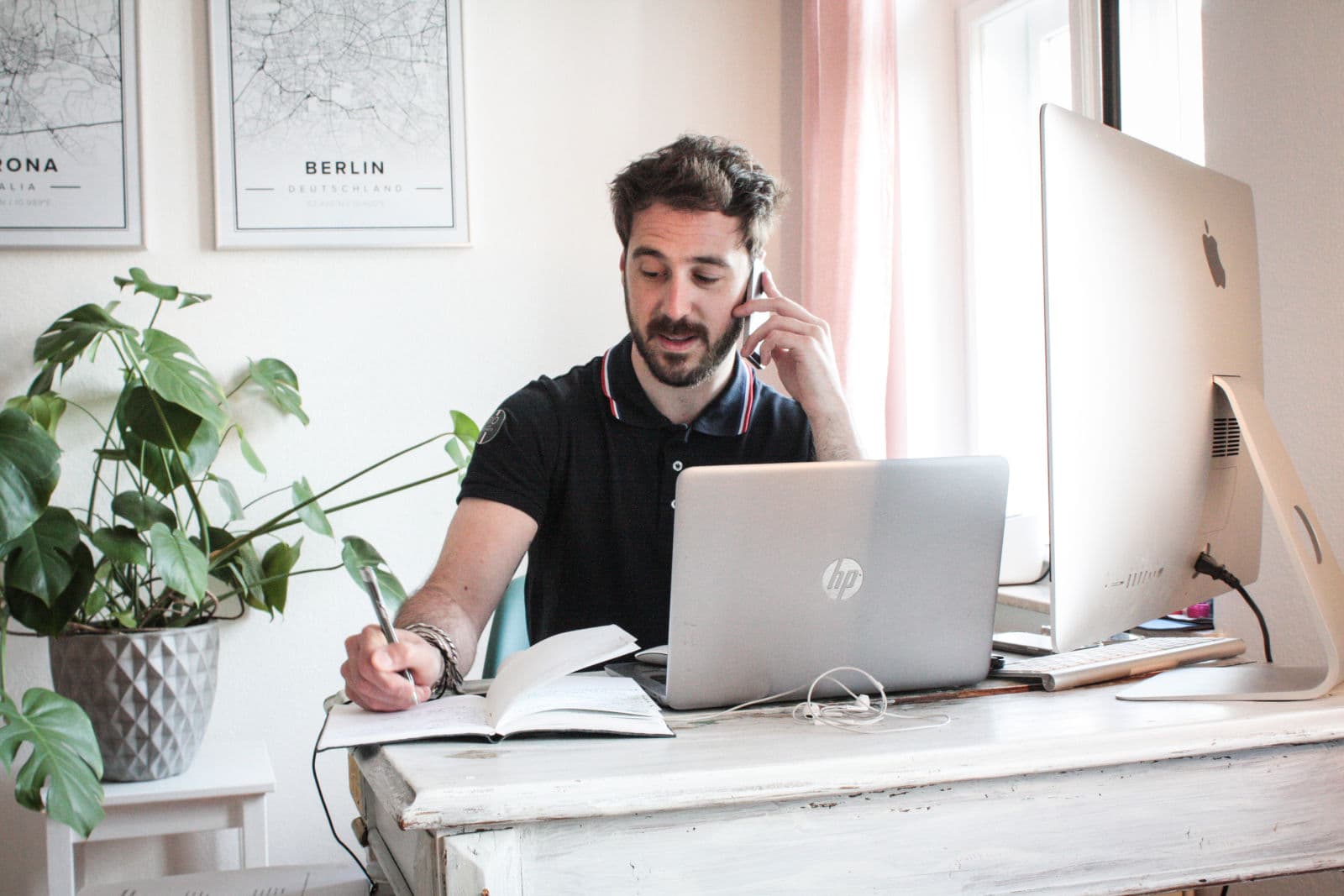 Paolo Fanucci working from his home office in Berlin.