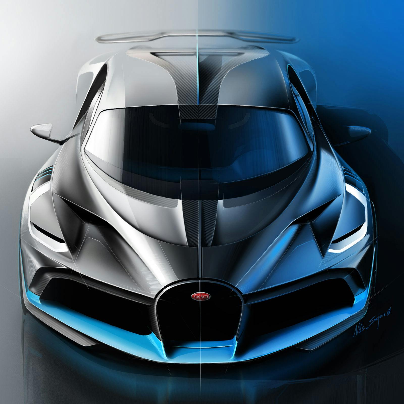 Bugatti Divo Designskizze.