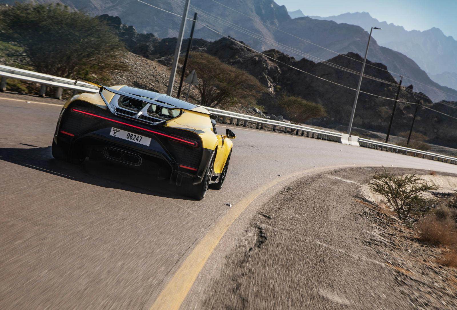 The most agile member of the Chiron family demonstrates its skills on the winding roads around Hatta.