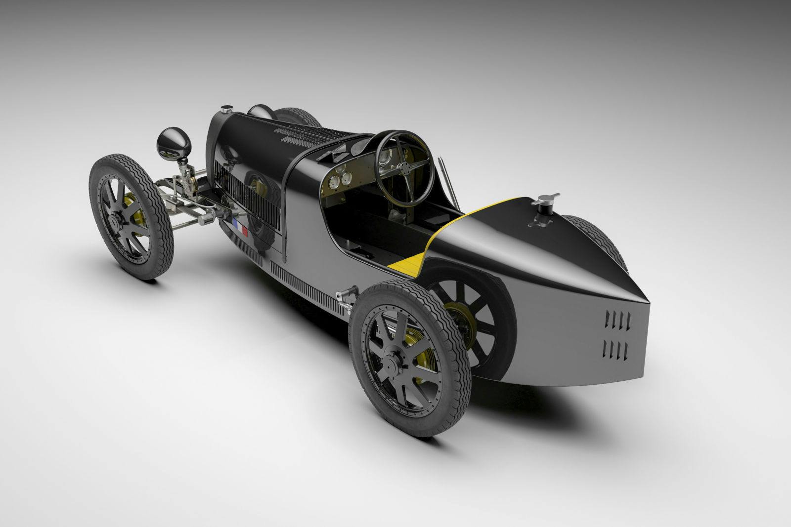 The Bugatti Baby II Carbon Edition incorporates numerous carbon features.