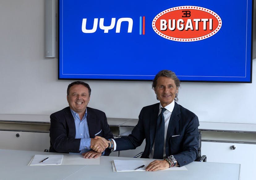 Stephan Winkelmann, President of Bugatti and UYN CEO, Marco Redini