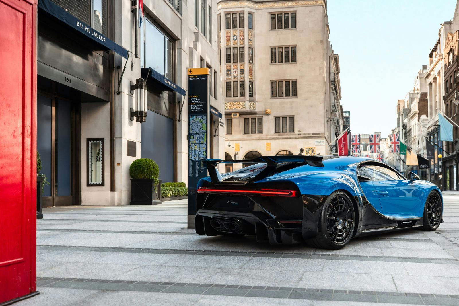 The Bugatti Chiron Pur Sport in London’s exclusive Mayfair district.
