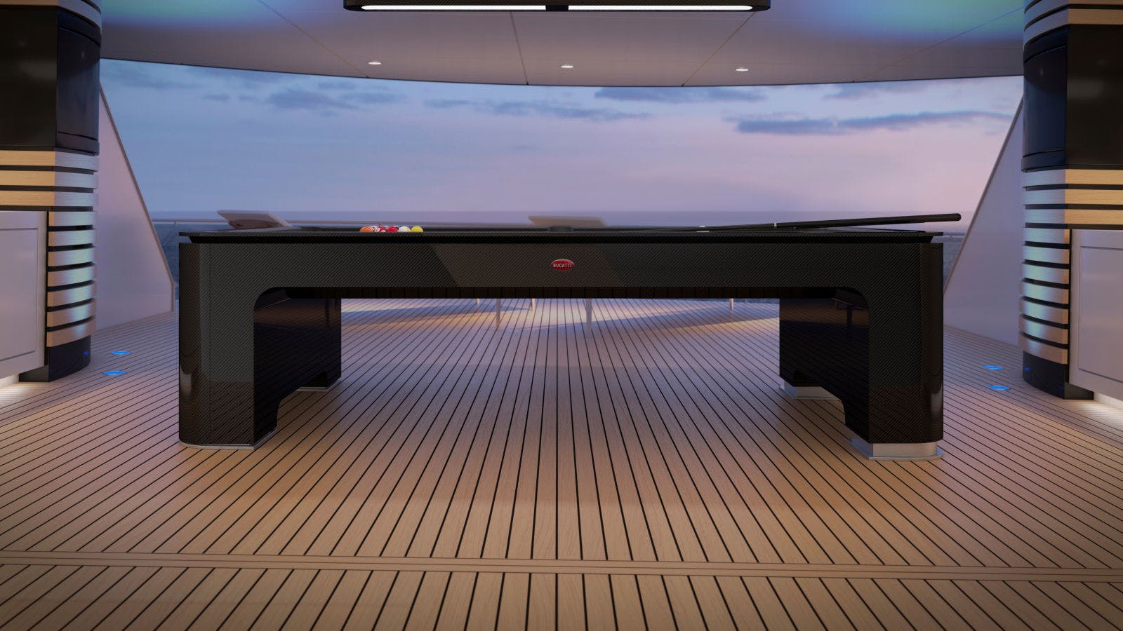 À la maison ou sur un yacht : la table de billard Bugatti peut compenser les mouvements du bateau grâce à une technologie gyroscopique auto-nivelante de pointe.
