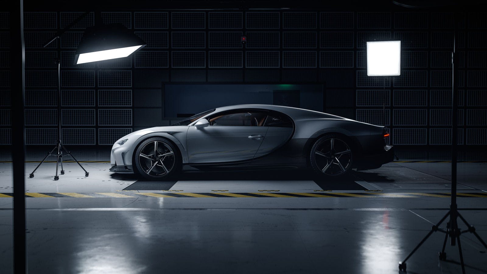 Bugatti Chiron Super Sport tunnel aérodynamique côté Softbox
