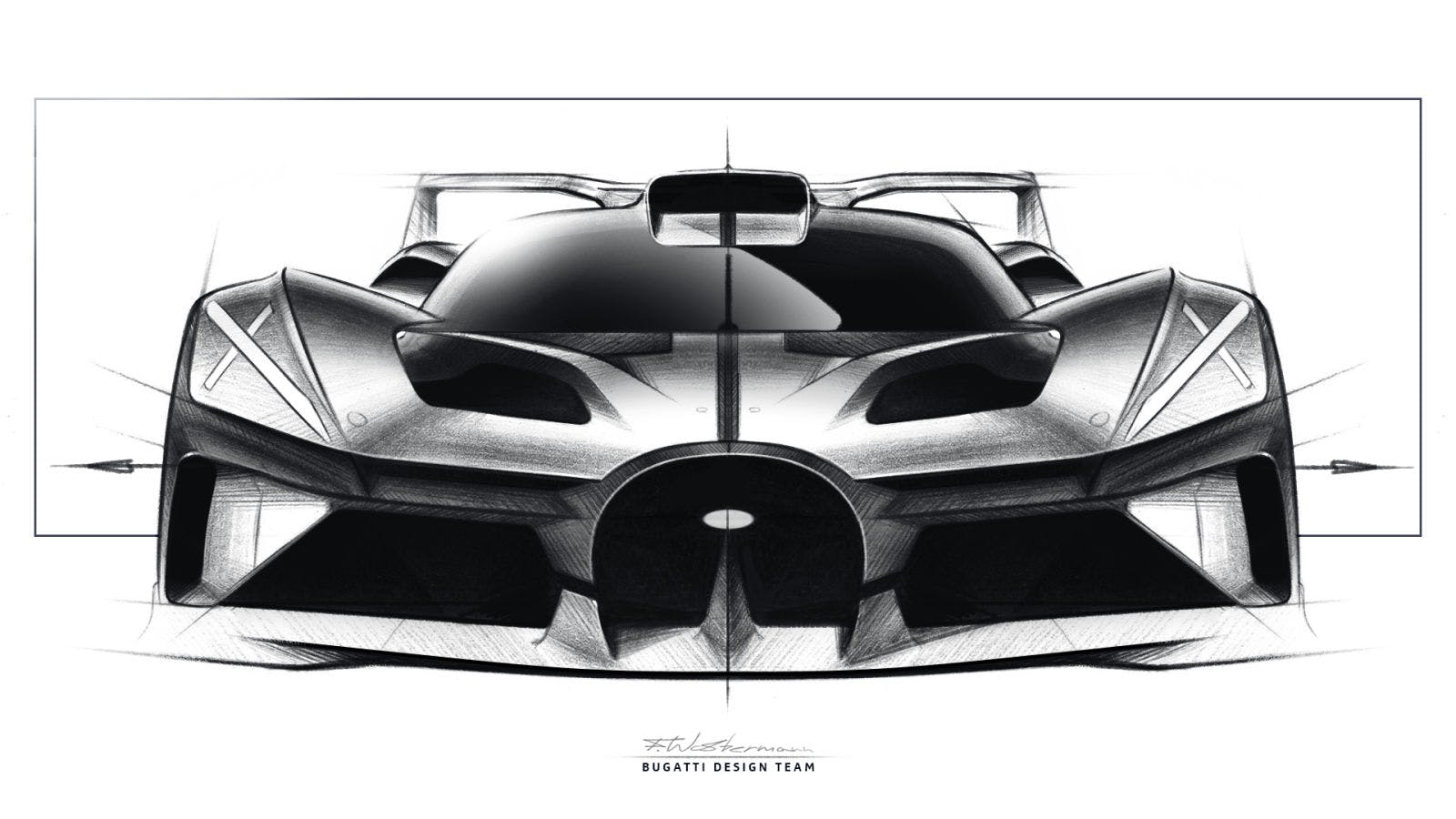 Croquis de conception de la plus belle hypersportive de l’année 2020 - Florian Westermann, Bugatti Design
