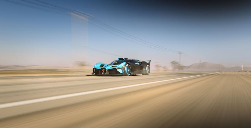 The Bugatti Bolide on the virtual race tracks of CSR Racing 2.