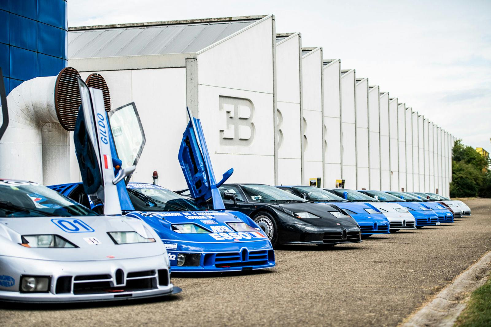 Celebrating 30 years of the EB110 at the ‘Fabbrica Blu’ in Campogalliano.

