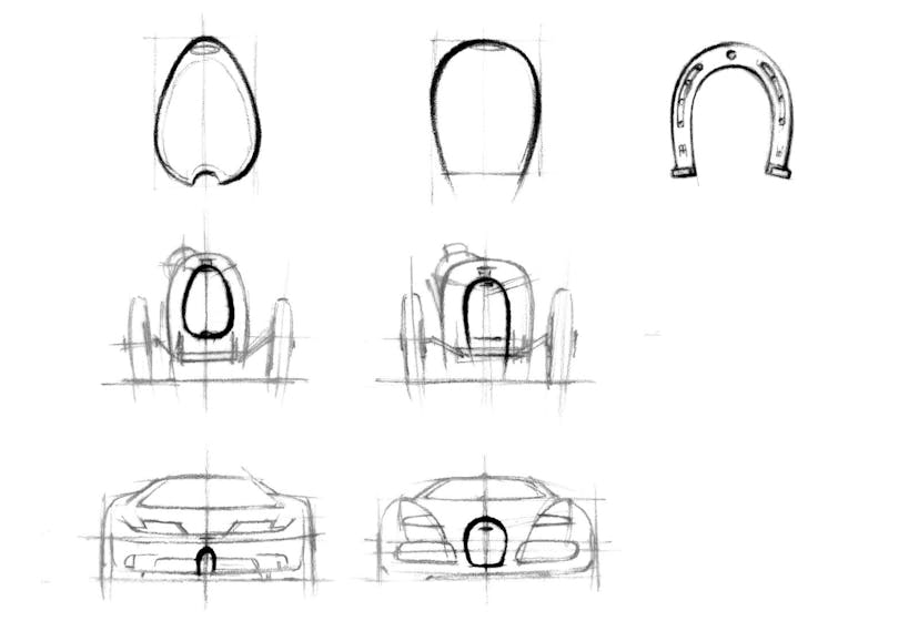 Evolution of the iconic Bugatti horshoe grill